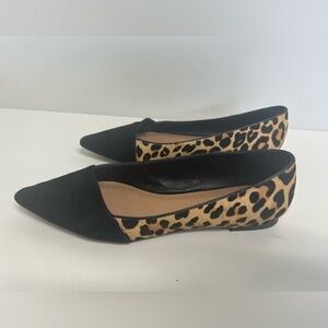 Crown Vintage Leopard Print Suede/pony hair Flats Shoes Size 8 1/2